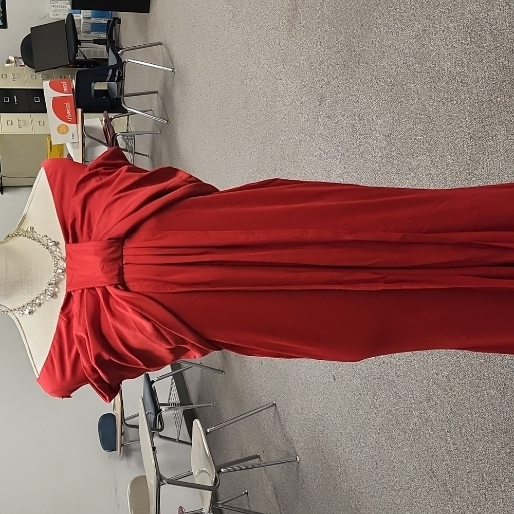 Red floor length evening or formal